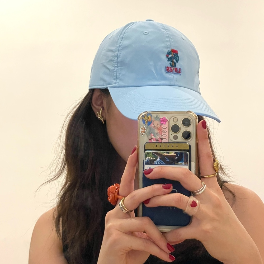 COPY - Sky Blue Hat Cool Hat: 100% Hand Stitched needlepoint